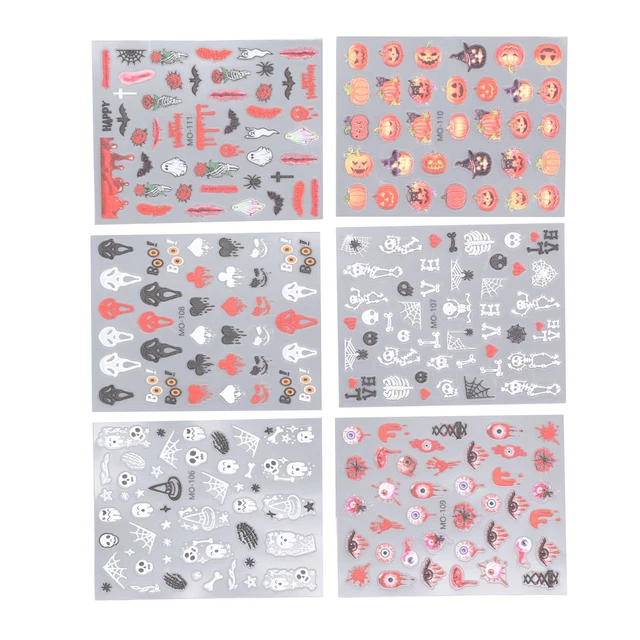 6pcs Nail Art Embossment Sticker 3D DIY Self Adhesive Pumpkin Flower Embosse Esp
