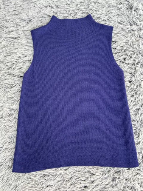Eileen Fisher Sleeveless Sweater Womens Size Medium Purple Wool Knit Tank Top