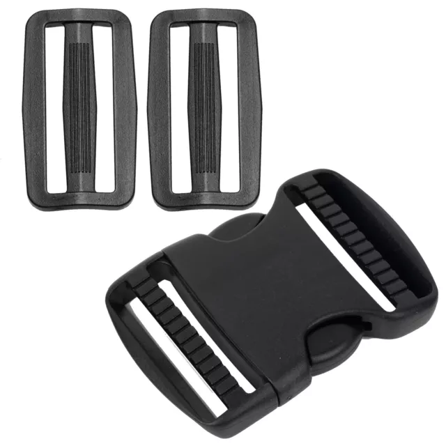 Buckle Quick Release Tri-Glide Plastic Military Grade Dual Side Loop 50mm Black