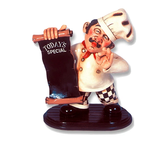 Pastry Cook w/ Menu Display - Pastry Cook w/ Chalkboard - Restaurant Decor- 2 ft