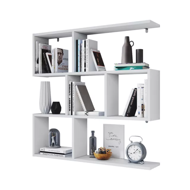 White Book Shelves Unit Shelving Wall Mounted Decorative Display Shelf Storage