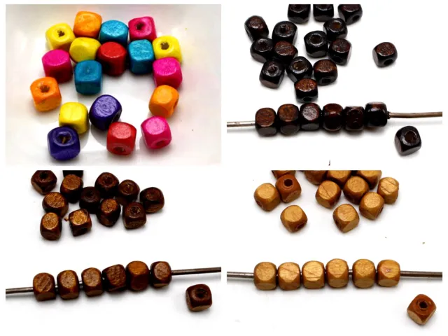500pcs Cube Wood Beads Wooden Spacer 6X6mm Jewelry Make Colour for Choice