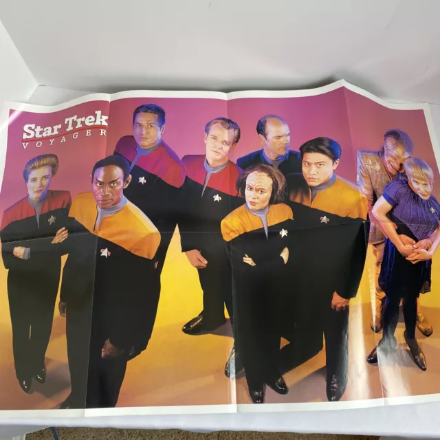 Vintage STAR TREK VOYAGER 1995 Promo Poster Folded 32.5 x 21 TV GUIDE Rare