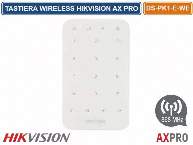 Tastiera Led Wireless 868Mhz Interna Tasti A Sfioramento Hikvision Ax Pro