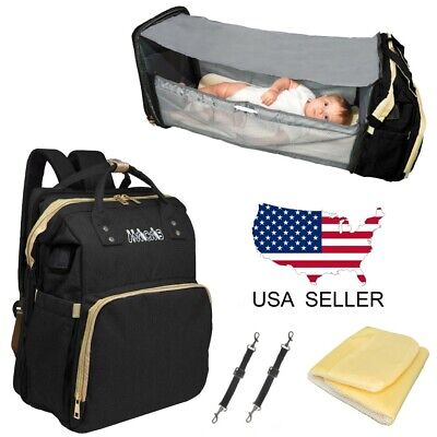 Diaper Crib Bag | MAICAIS Baby Changing Station Backpack | Black