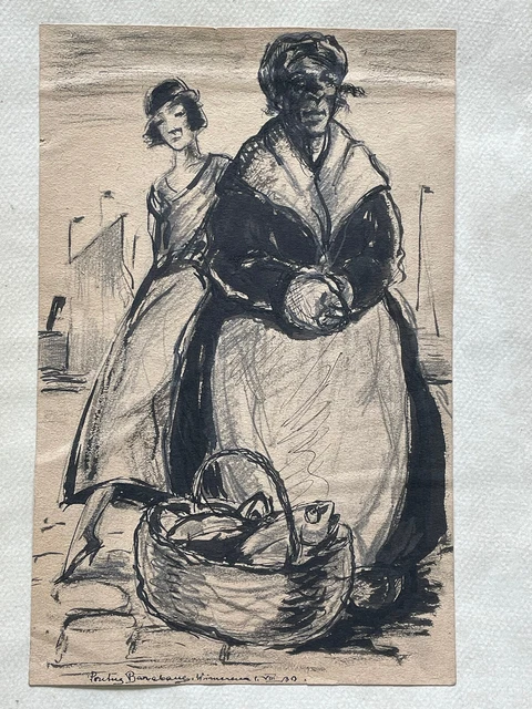 Tableau Vintage Pyrogravé Et Encré De Chine - 1950, Signé