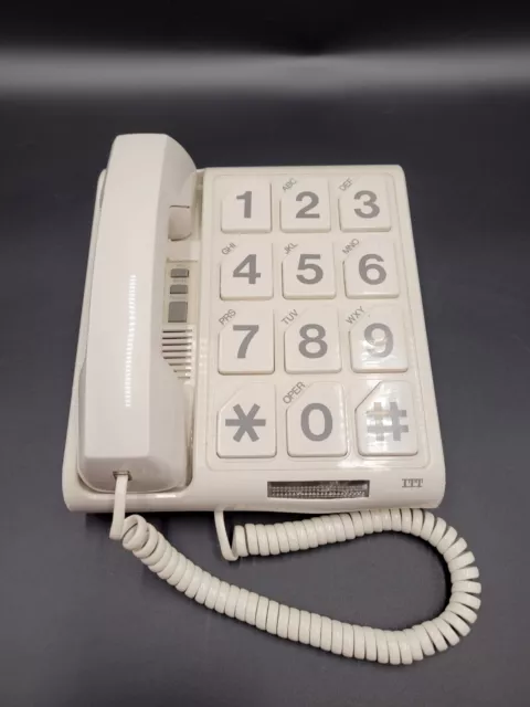 Teléfono Con Botones Grandes De Colección Años 80 ITT Cable Braille Volumen Sin Probar