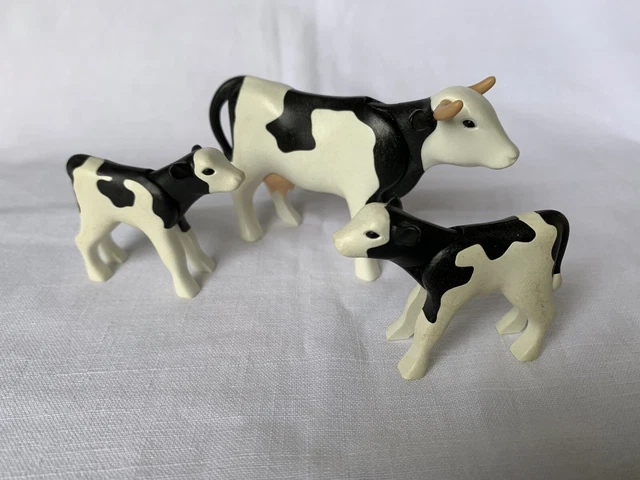 LOT PLAYMOBIL Ferme Avec Vache, Veau, Bébé Et Enclos - Occasion Bon état, Thème Campagne