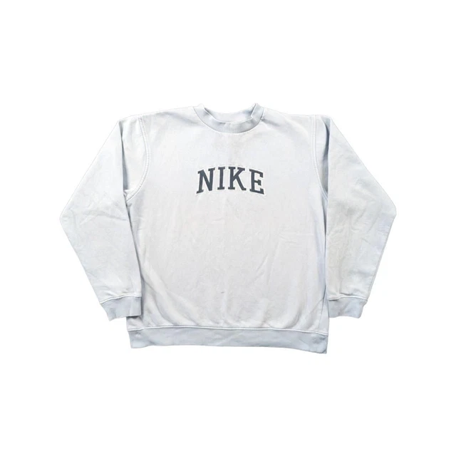 Felpa vintage Nike rara ortografica ricamata bambino blu bambini grande