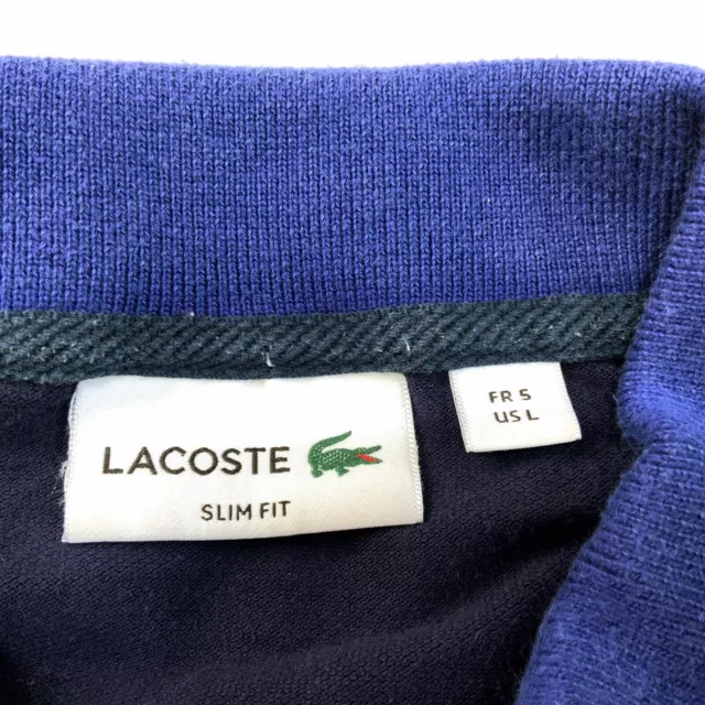 LACOSTE MENS POLO Shirt Blue Slim Fit Big Croc Size Large $35.00 - PicClick