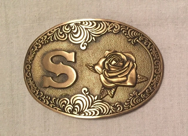 VINTAGE AWARD DESIGN Medals ROSE & INITIAL S Solid Brass  display picture 1