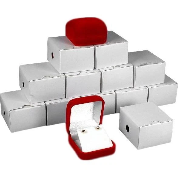 12 Red Flocked Earring & Pendant Gift Boxes