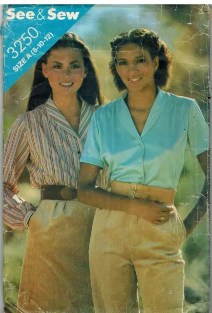 3250 Vintage Butterick SEWING Pattern Misses Loose Fitting Blouse See & Sew OOP