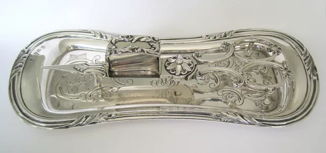 Superb Victorian 1851 Rare Matching Sterling Silver Candle Snuffer & Tray 2