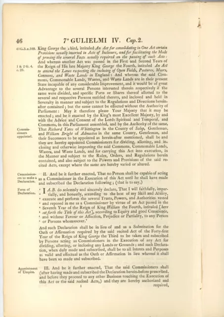 Antique Act of Parliament Inclosing Lands in the county of Denbigh 1837 document 3