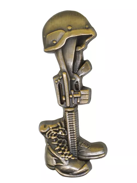 PinMart's Final Tribute Battle Cross Fallen Soldier Gold Lapel Pin