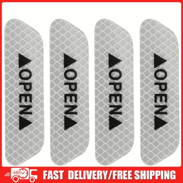 4pcs Car OPEN Reflective Tapes Warning Mark Open Car Door Stickers (White)