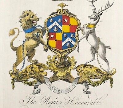 Coat of Arms Right Hon Thomas Townsend Baron Sydney Chislehurst Kent c1764