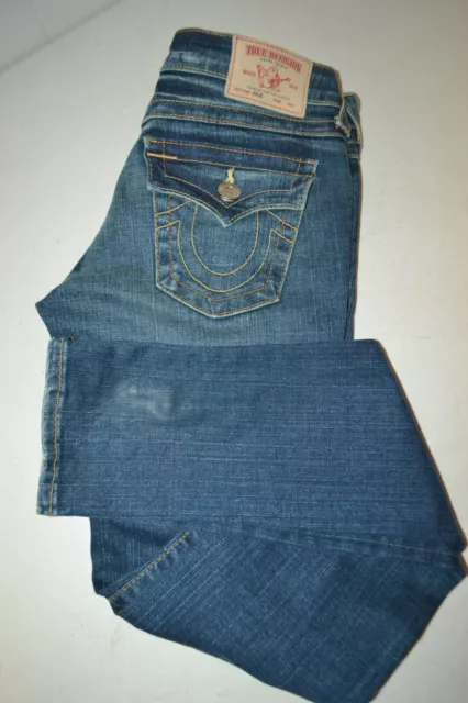 True Religion Women's Julie Skinny Factory Distress Blue Jeans Sz 26x34