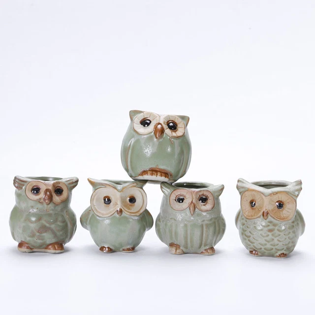 5pcs Blumentopf Vase Eule Pflanzer Eule Topf Kleine Töpfe für Pflanzen