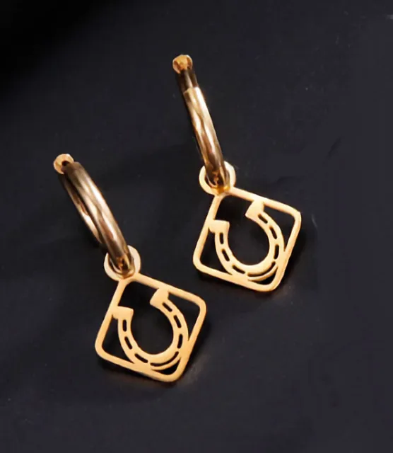 Horse & Western Jewellery Jewelry Hoop Dangle Horseshoe Earrings Gold