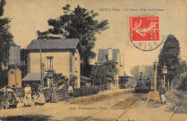 CPA 60 MOUY / LA GARE / VUE INTERIEURE / cpa toilée