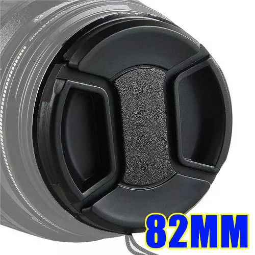 82mm Center Pinch Snap on Front Lens Cap Cover for Canon Nikon Sony with String