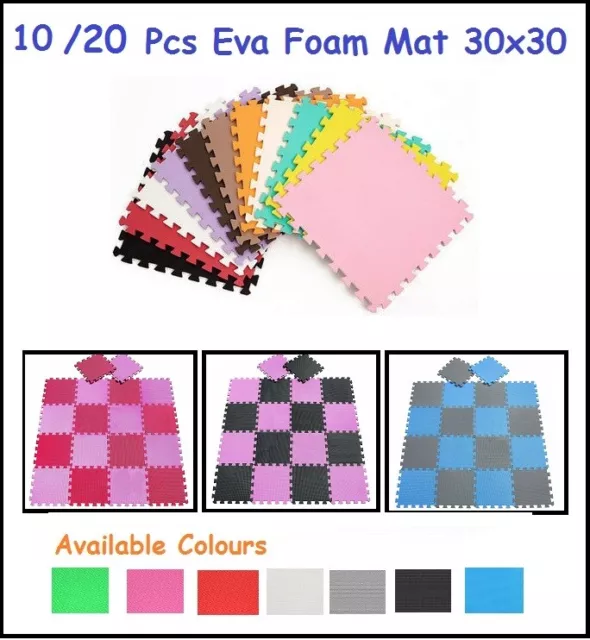 20Pcs Eva Foam Mat Soft Floor Tiles Interlocking Play Kids Baby Mats Gym 30X30cm