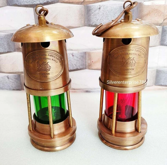 Antik Messing kleine Lampe nautische Schiff Boot Licht Laterne Vintage...