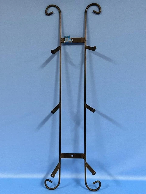 Soporte de placa coleccionable de montaje en pared negro de hierro forjado, estante de exhibición de 3 placas