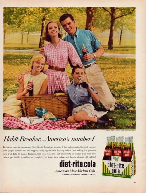 Print Ad Diet Rite Cola 1964 Family Picnic Full Page Large Magazine 10.5"x13.5"