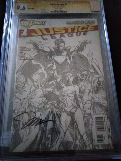 Justice League #1 CGC 9.6 New 52 Geoff Johns/Signed Jim Lee sketch cover
