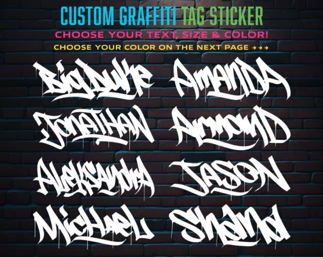 Custom Personalized Graffiti Tag Name Decal Sticker for Car Window Tumbler Wall