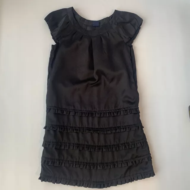 Gap Kids L (10) Girls Short Sleeve Dress Party Black Ruffle Tiered Lined