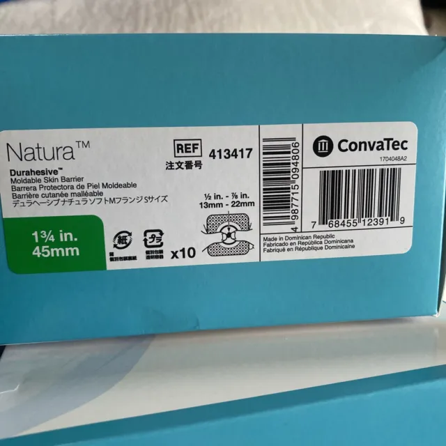 Convatec Natura # 413417 45 mm Durahesive Moldable Skin Barrier Box Of 10 NEW