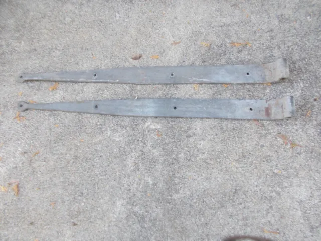 Pair Of Heavy Iron Barn Door Strap Hinges Approx. 39” Long x 2 3/4" Wide  Gate