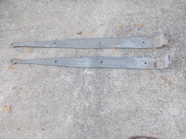Pair Of Heavy Iron Barn Door Strap Hinges Approx. 39” Long x 2 3/4" Wide  Gate