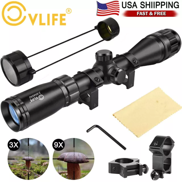 3-9x40AO Rifle Scope Crosshair Reticle Optics Air Gun Scope 20mm Mounts Included