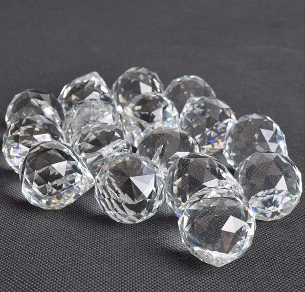 20Pcs 40mm Clear Crystal Ball Prism Lighting Pendant Parts Glass Lamp Chandelier