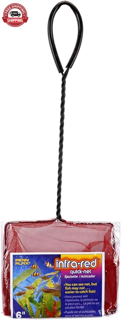 PENN-PLAX Infra-Red Quick-Net Aquarium Fish Nets – Red Color for Invisibility –