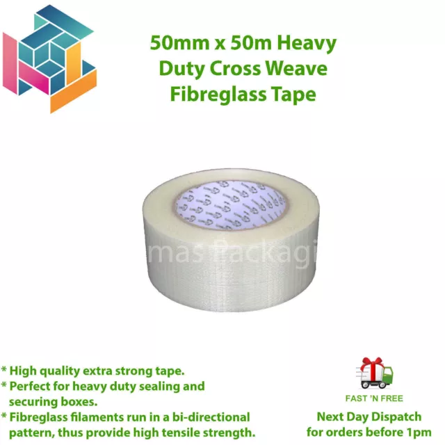 Cross Weave Extra Strong Fiberglass Reinforced Filament Security Tape50/75mmx50M