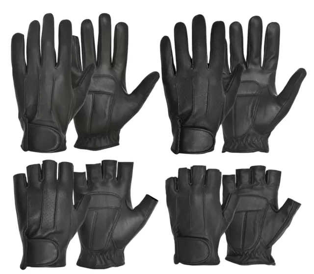 cuir complet & demi doigt mode gants de conduite CHAUFFEUR STYLE assortis rétro