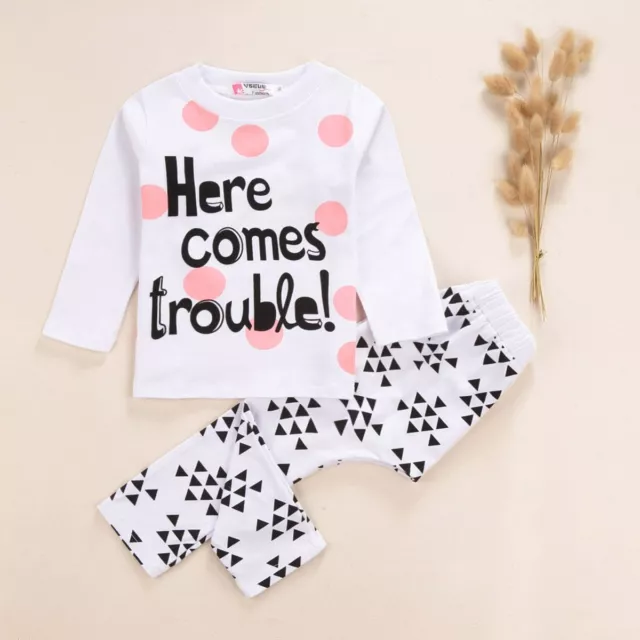 2pcs Toddler Infant Girls Outfits T-shirt Tops +Floral Pants Kids Clothes Set
