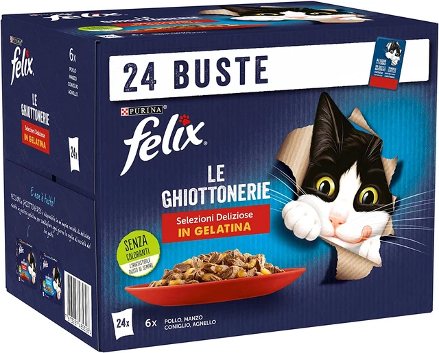 Purina  Le Ghiottonerie Cibo Umido per Gatti Con Manzo, Pollo, Coniglio E Agnell
