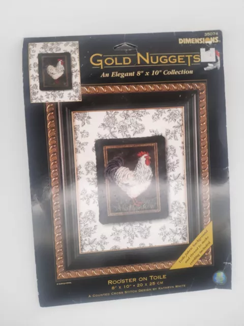 Dimensions Gold Nuggets Counted Cross Stitch Kit Farm Rooster on Toile 35074 NOS