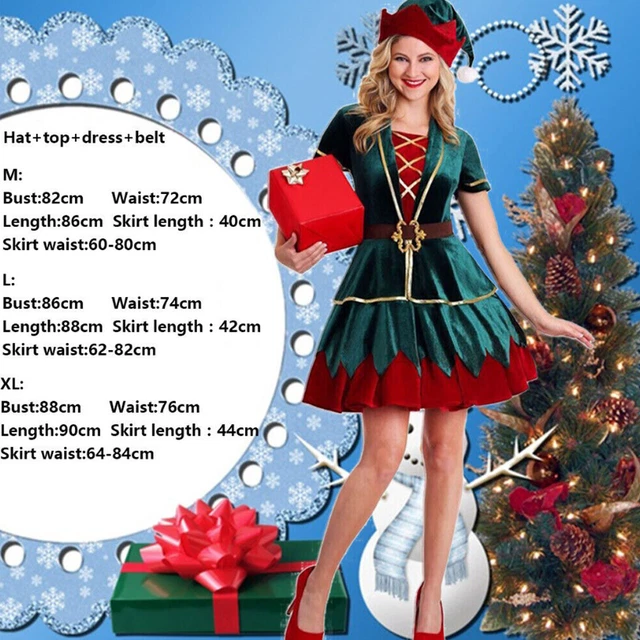 Santa Outfit For Women Mrs. Claus Adult Women's Christmas Costume  Santa's  Helper Elf Fancy Dress Outfit Elf Dress