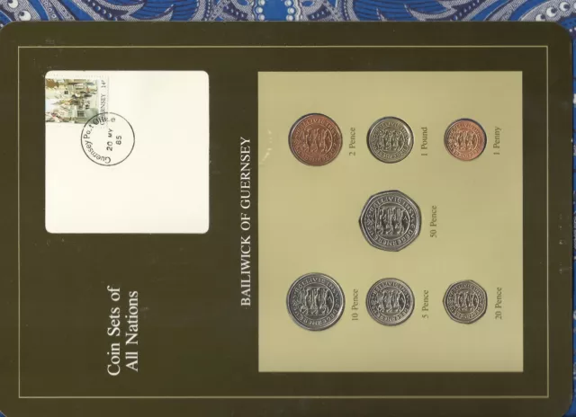 Coin Sets of All Nations Guernsey Brown w/card 1979-1984 UNC £1 1981 Lily 20MY85