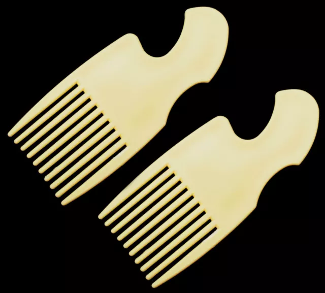 Lot de 2 peignes à cheveux - jaune clair- afro - fourchette - démêlant - 15cm