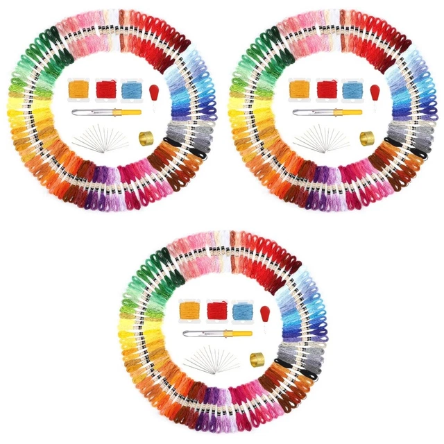 3 Sätze bunt Handstickset Diy-Stickgarnset Nähgarnset Pro DIY Handwerk Stickerei