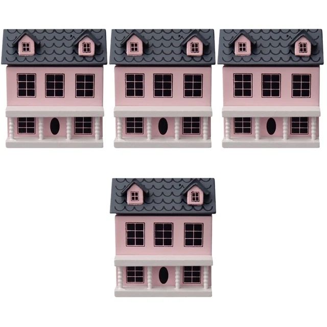 4pcs kleines Hausmodell Miniaturhaus Ornament Holz winzige Miniaturmöbel